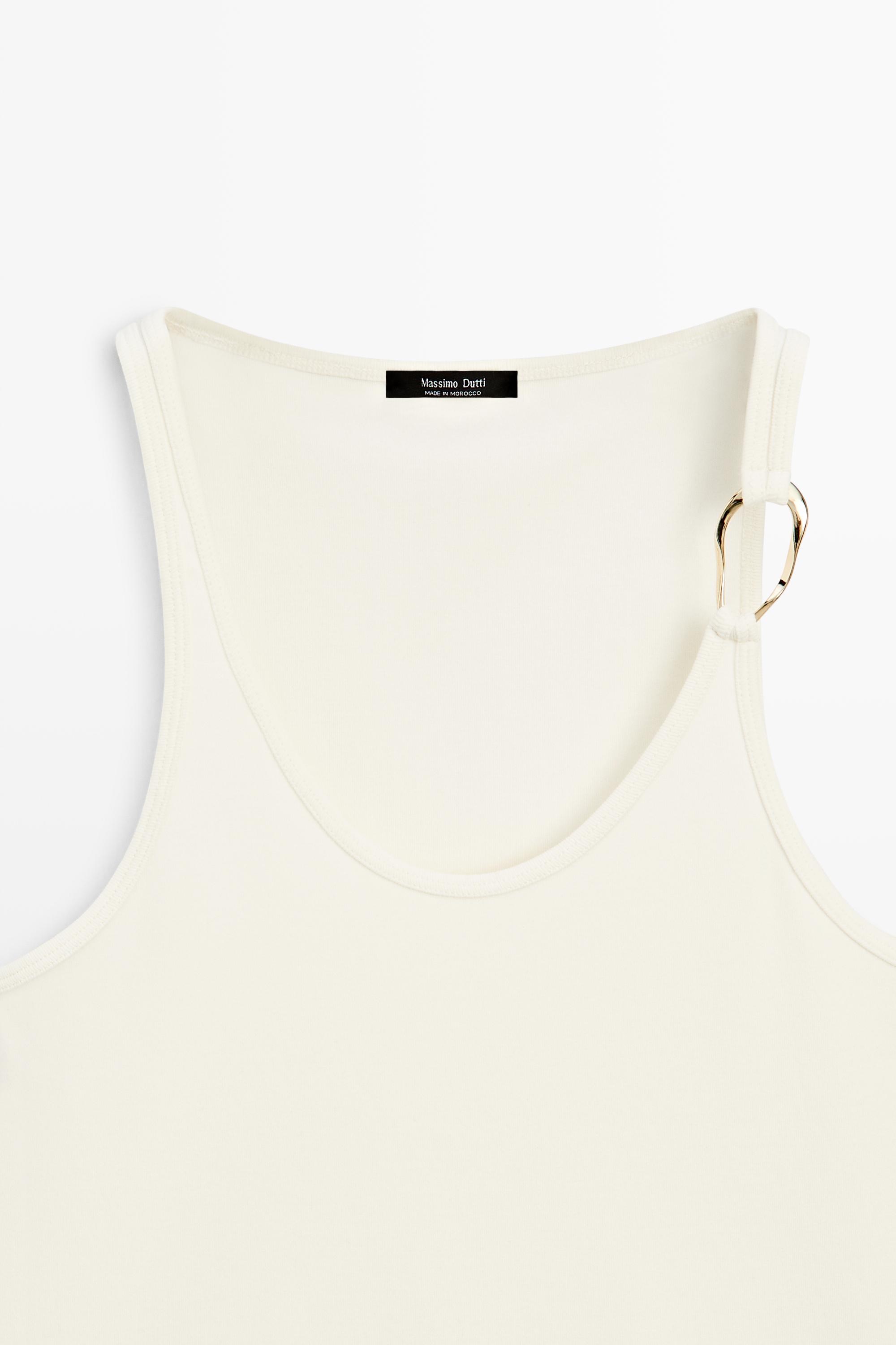 Cotton blend jeweled detail top